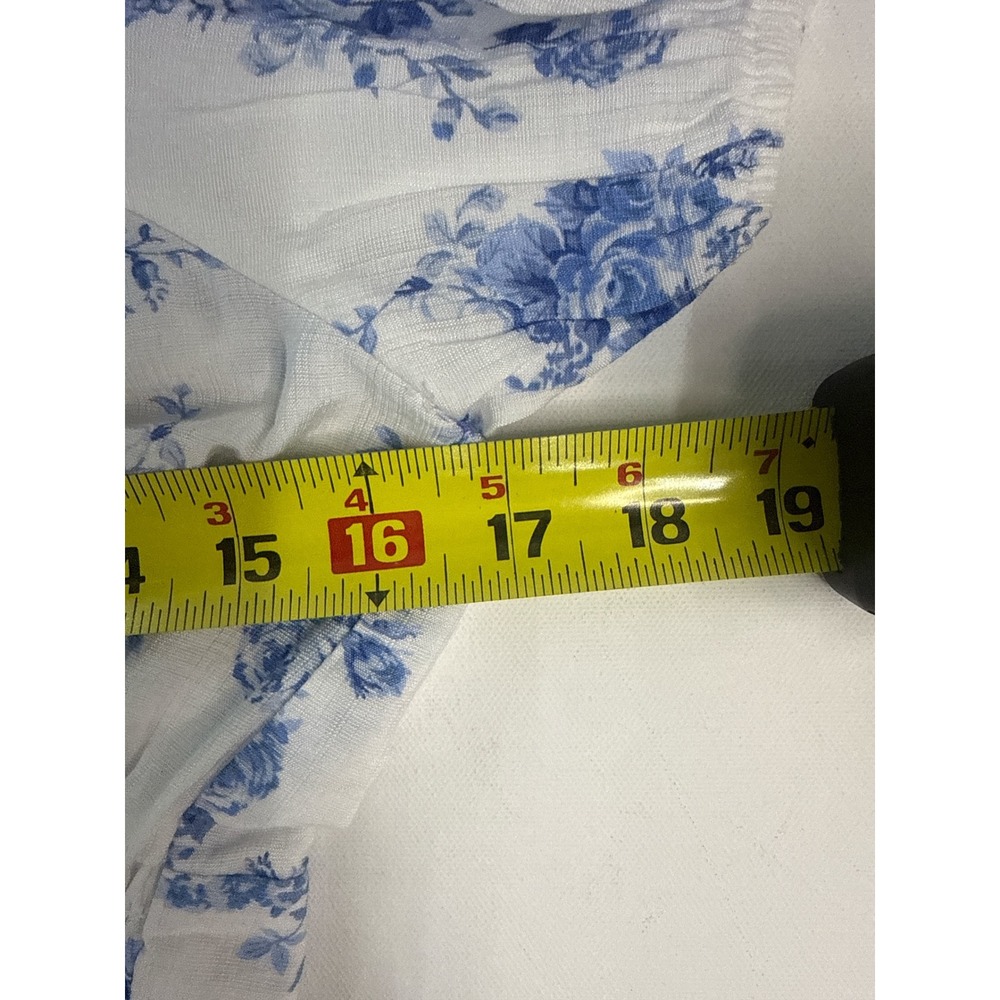 Monteau Floral Crop Top Womens Medium Blue White Excellent Cottagecore - Picture 6 of 8